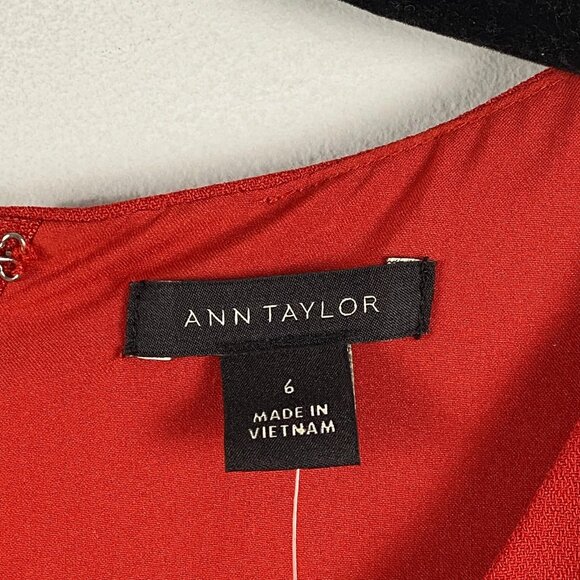 Ann Taylor Fit & Flare Dress Size 4 Red Sleeveless Knee Length - Picture 5 of 10
